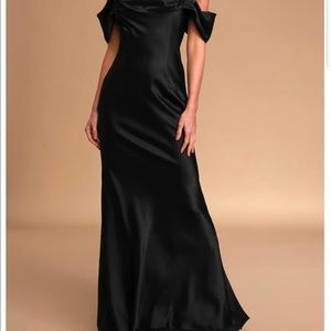 Lulu’s I’m on the List Black Off-The-Shoulder Mermaid Maxi Dress